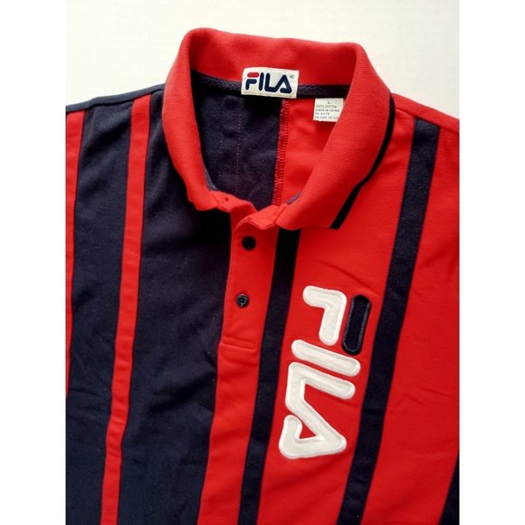 Fila Classic Stripe Colorblock Logo Mesh Polo Top - Picture 12 of 16